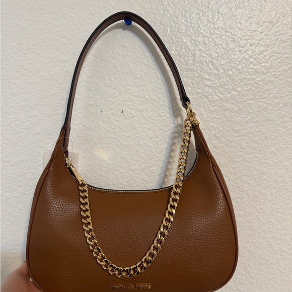 Michael Kors Tan Leather Shoulder Bag with Gold Chain